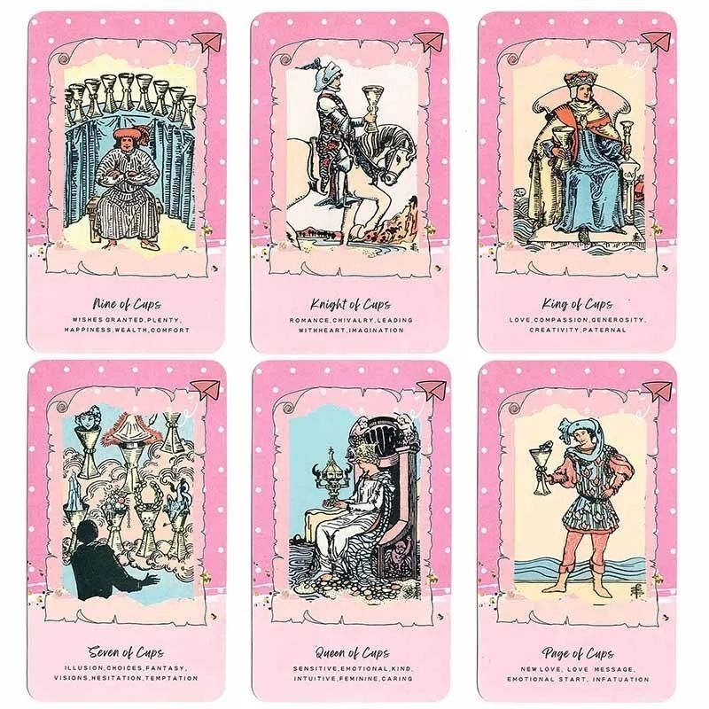 Pink Rose Tarot Deck with Meaning and Keywords Hardcase 12x8cm