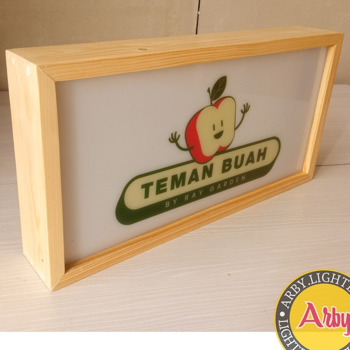 Lightbox 40x20 / LED Lamp Box / Light box / Neon Box Frame Wood / Kayu Jati Belanda / Custom Brand L
