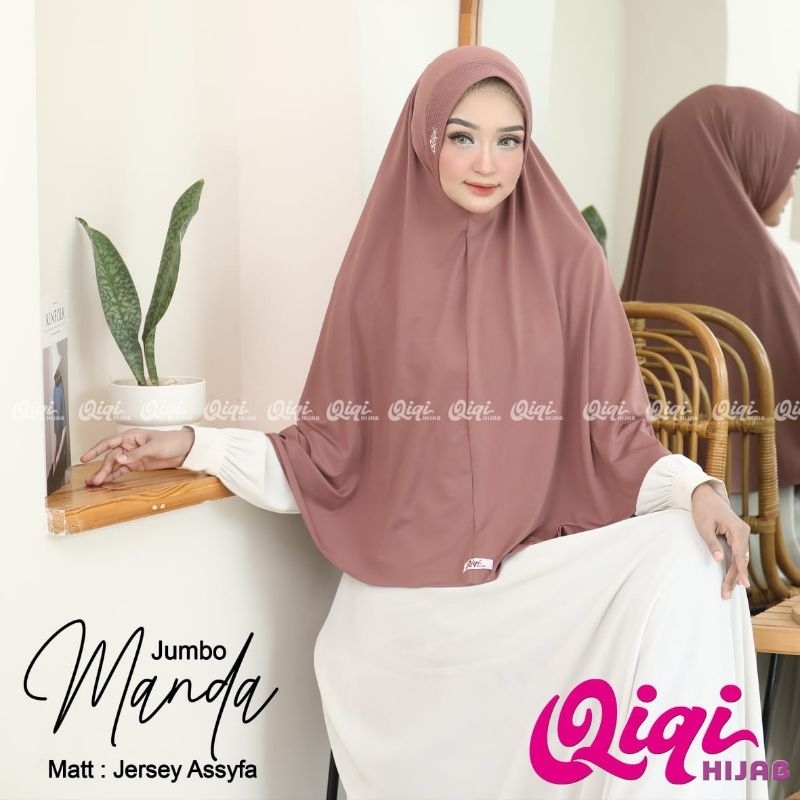 (Qiqi Hijab) JUMBO MANDA •jilbab instan•hijab instan jersey premium