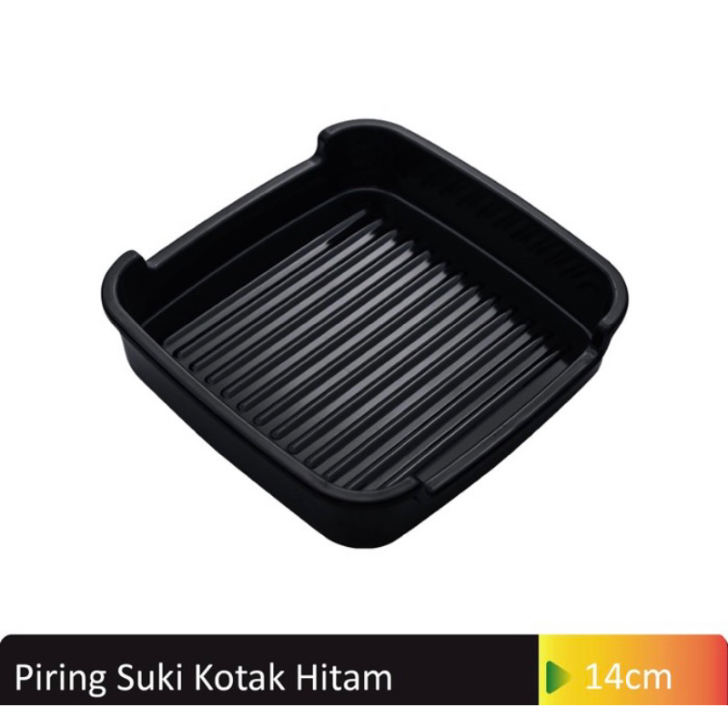 Piring Suki Kotak Hitam 14 cm GLORI MELAMIN / Piring Melamin Shabu Kotak Susun