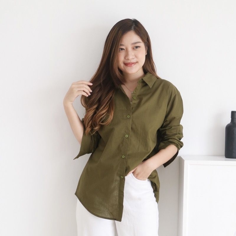 Lina Top Kemeja Blouse Jumbo Monalisa Kemeja Oversize Shakila