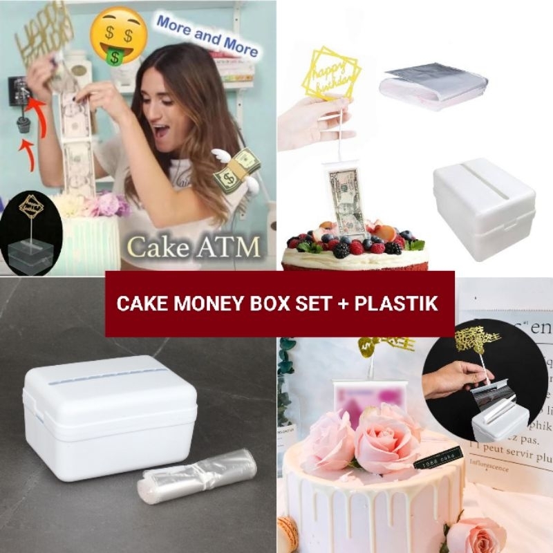 CAKE MONEY BOX SET MONEY BOX CAKE ATM TARIK UANG HAPPY BIRTHDAY