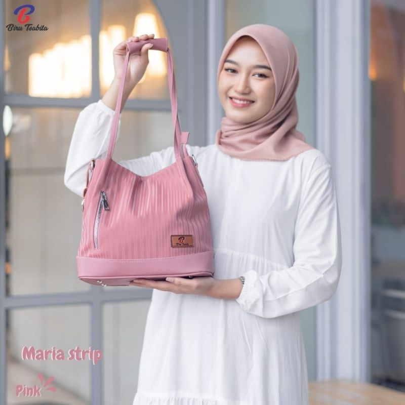 MARIA STRIPE BY BIRU TSABITA BAHAN CHOCOLY ANTI AIR WATERPROOF PREMIUM TAS KERJA KULIAH KANTOR