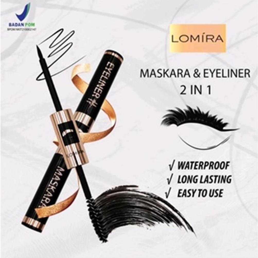 ❤ RATU ❤ Lomira Mascara Eyeliner 2in1 | Waterproof Black Liquid Eye Liner Pencil | Longlasting BPOM✔️