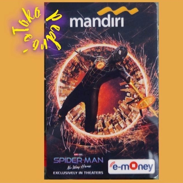 ///SATUAN ECERAN/// Mandiri eMoney Spiderman Black and Gold  /Part of NO WAY HOME SPIDERMAN ORI /Like eTOLL Tapcash Flazz or Brizzi