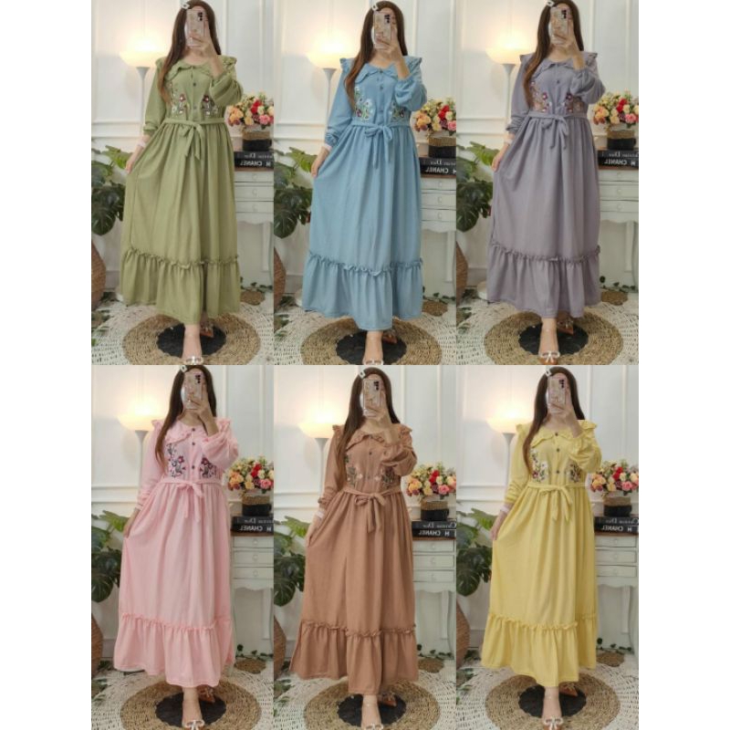 GAMIS BORDIR BAHAN DROPKNITT / GAMIS REMPEL BORDIR BUSUI