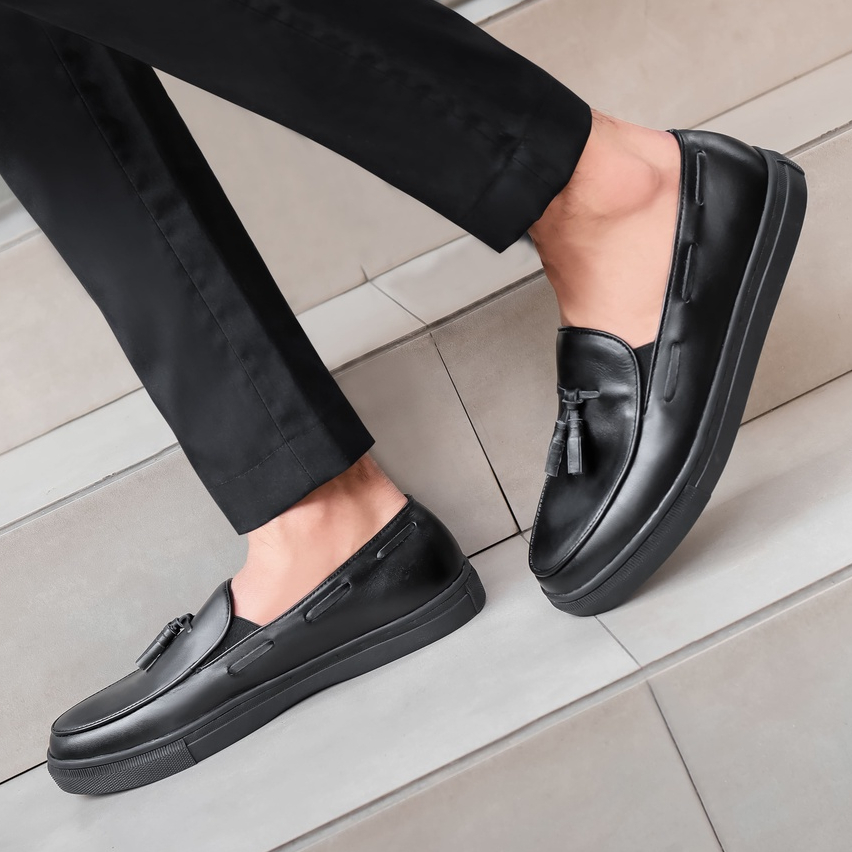 BILL 2.0 BLACK (Kulit Asli) - Sepatu Loafers Pria Kulit Casual Klasik Formal Kerja Kuliah Pria - Loafer