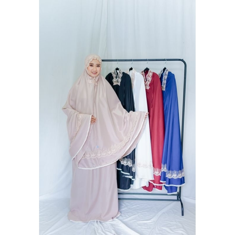 Mukena Dewasa Katun Mewah Traveling NAZWA Renda 2 Layer