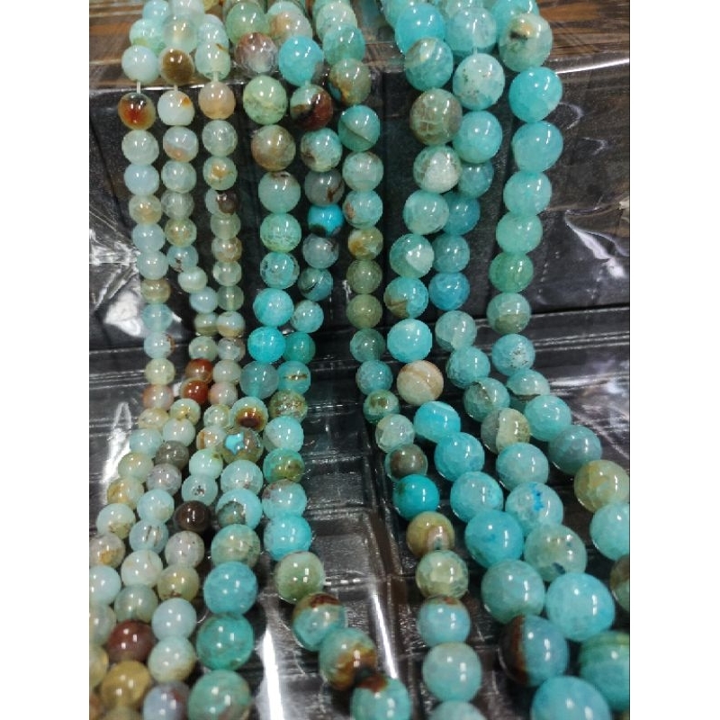 Manik Batu Alam Aquamarine Serat 6mm 8mm 10mm 12mm
