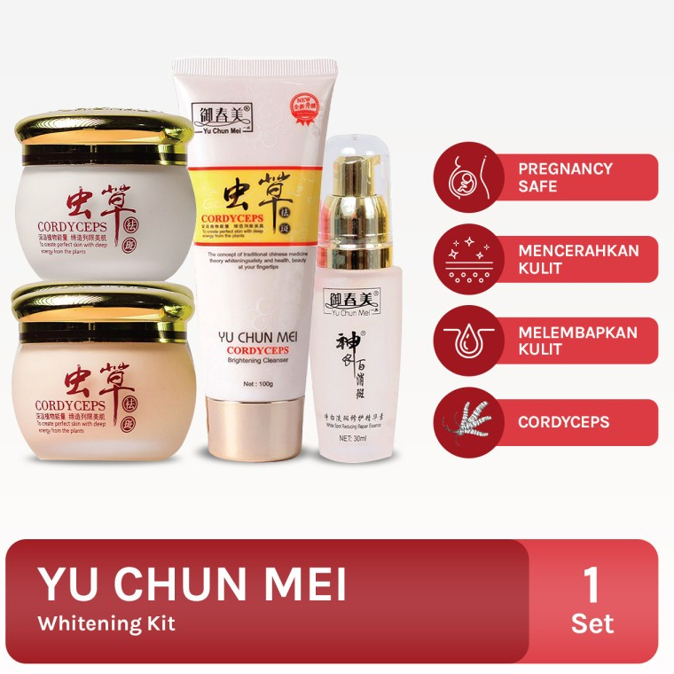 ORIGINAL BPOM -  YU CHUN MEI CORDYCEPS CREAM SIANG MALAM - FACIAL WASH YUCHUNMEI - SERUM YUCHUNMEI