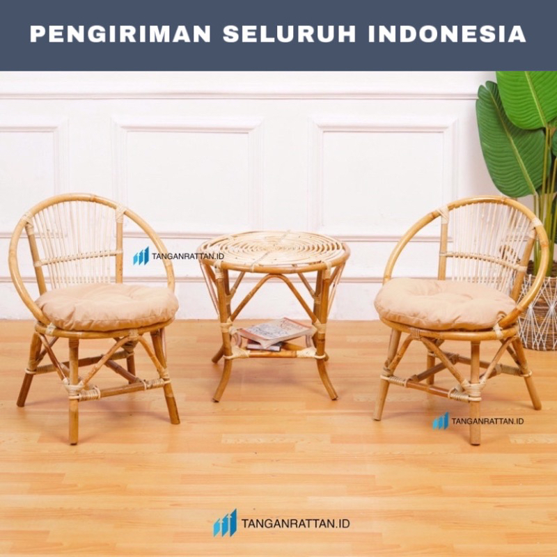 KURSI TERAS MOMON ROTAN DAN MEJA 1 SET GRATIS BANTAL / KURSI TAMU TERAS ROTAN ASLI FINISHING