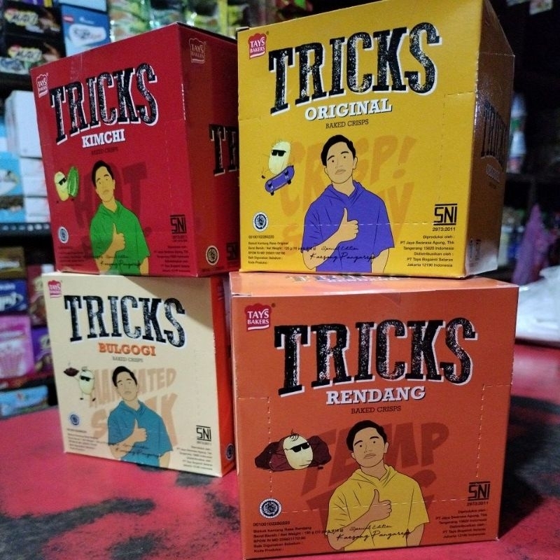 

TRICKS biskuit kentang harga 1 box isi 10pics@12g