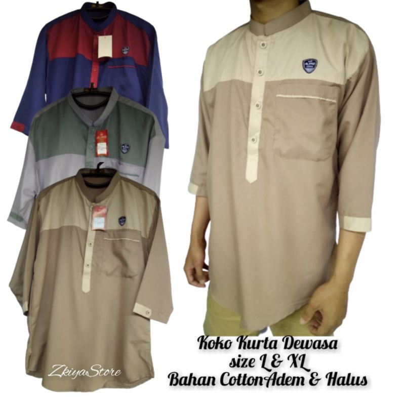 Baju Koko Kurta Lengan 3/4 - Baju Pria Musli