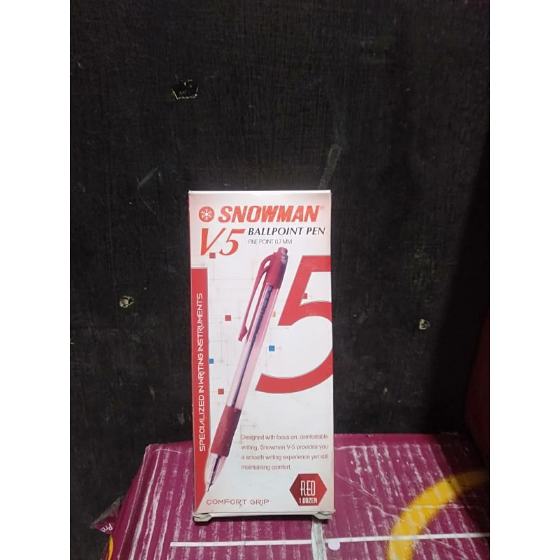 

Pulpen Snowman V5 Merah 0.7mm 1 pack