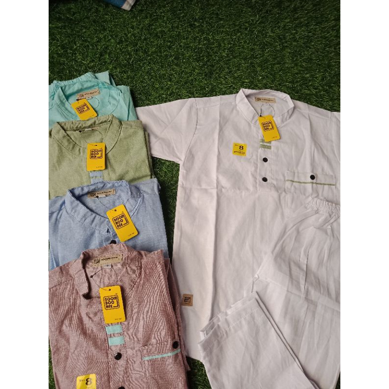 1-8thn SETELAN BAJU KOKO ANAK OXFORD NYAMAN BAJU LEBARAN NGAJI TARAWEH SAGE BIRU