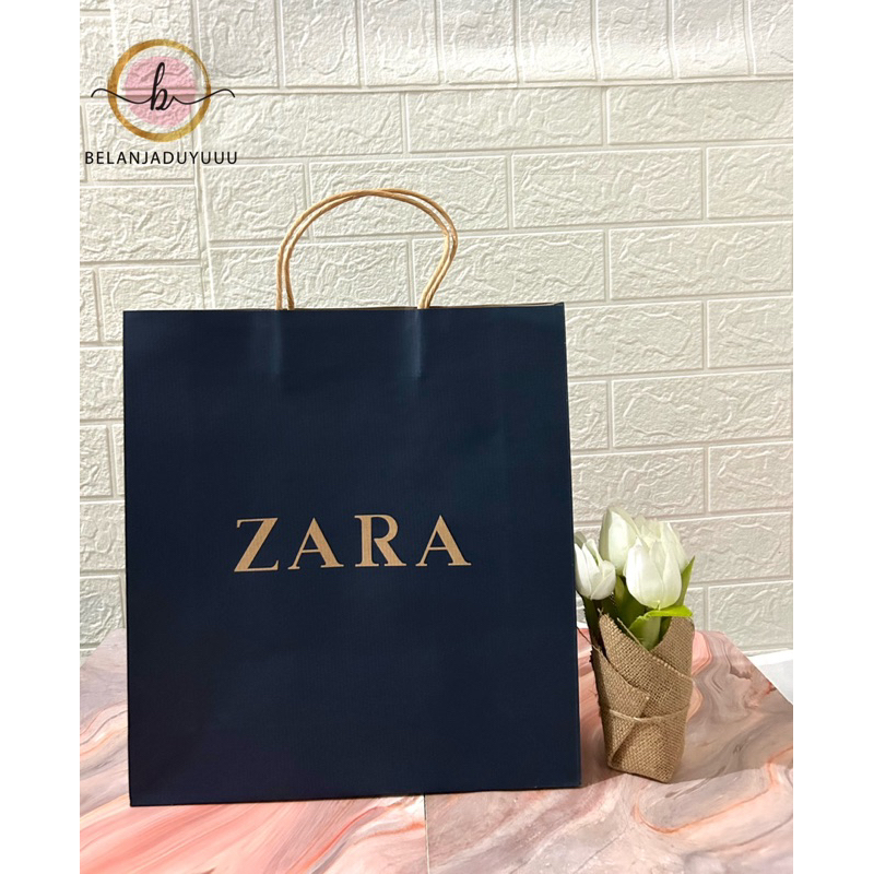 Paper Bag ZARA Biru Original Store ( Ready Stock JKT )