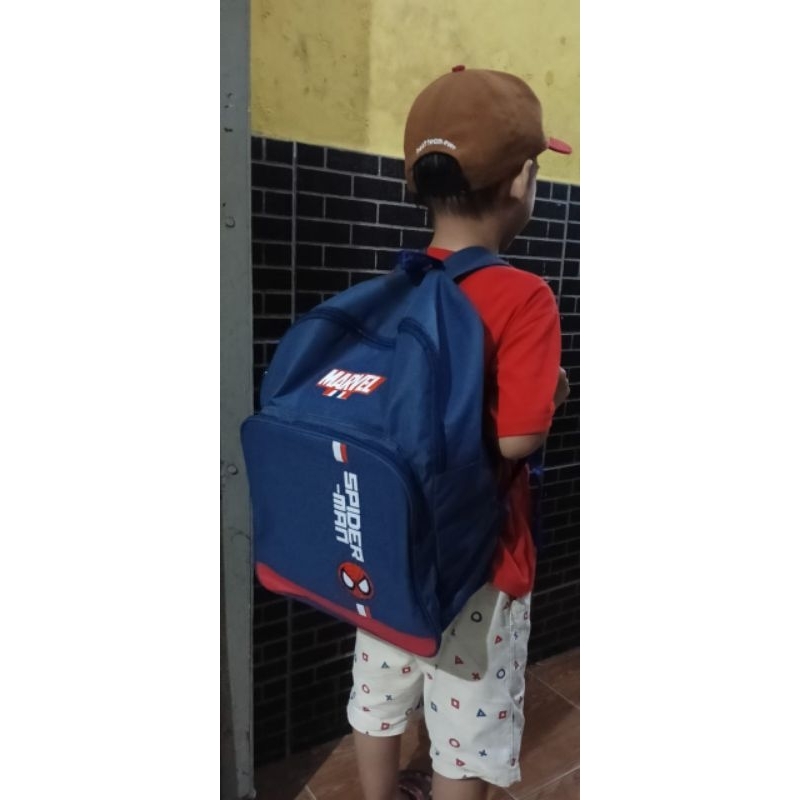 AS Ransel Anak Terbaik Marvel Backpack Karakter Logo spiderman captain america ada saku laptop BISA COD