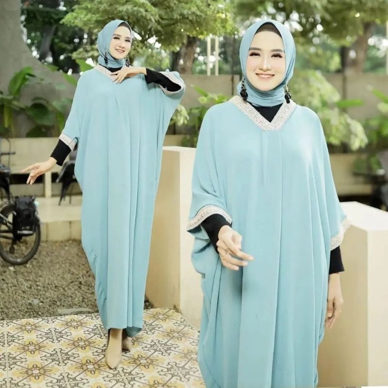 Prily Kaftan Terbaru Jumbo Ld 130cm Gamis Bahan Crinkle Airflow