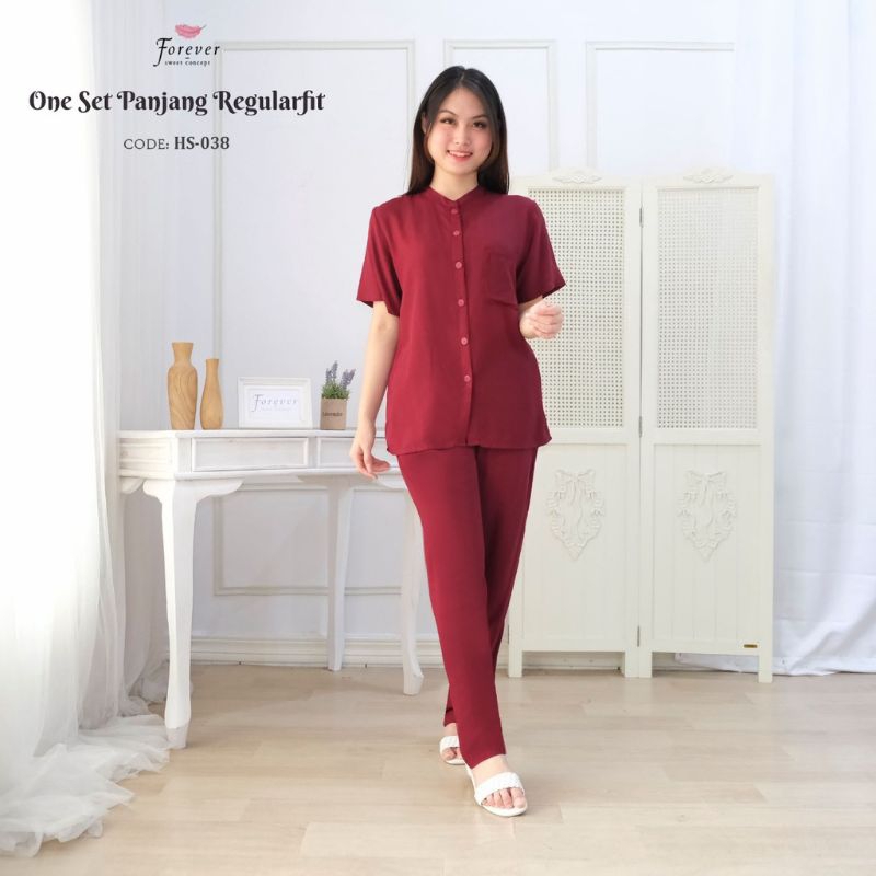 One Set Wanita Kekinian Setelan Celana Panjang Katun Toyobo Premium