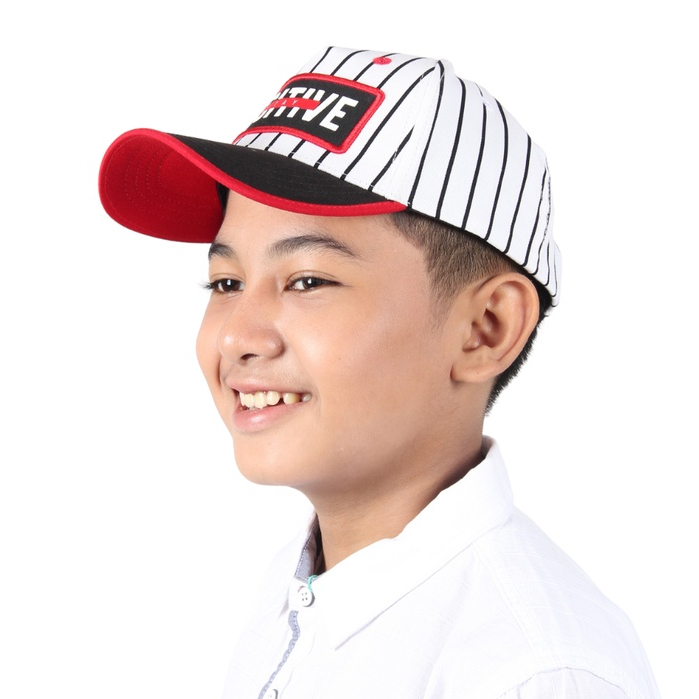 Twist Kids - Ozzie, Topi Baseball Motif Stripe Anak Laki-Laki Warna Putih