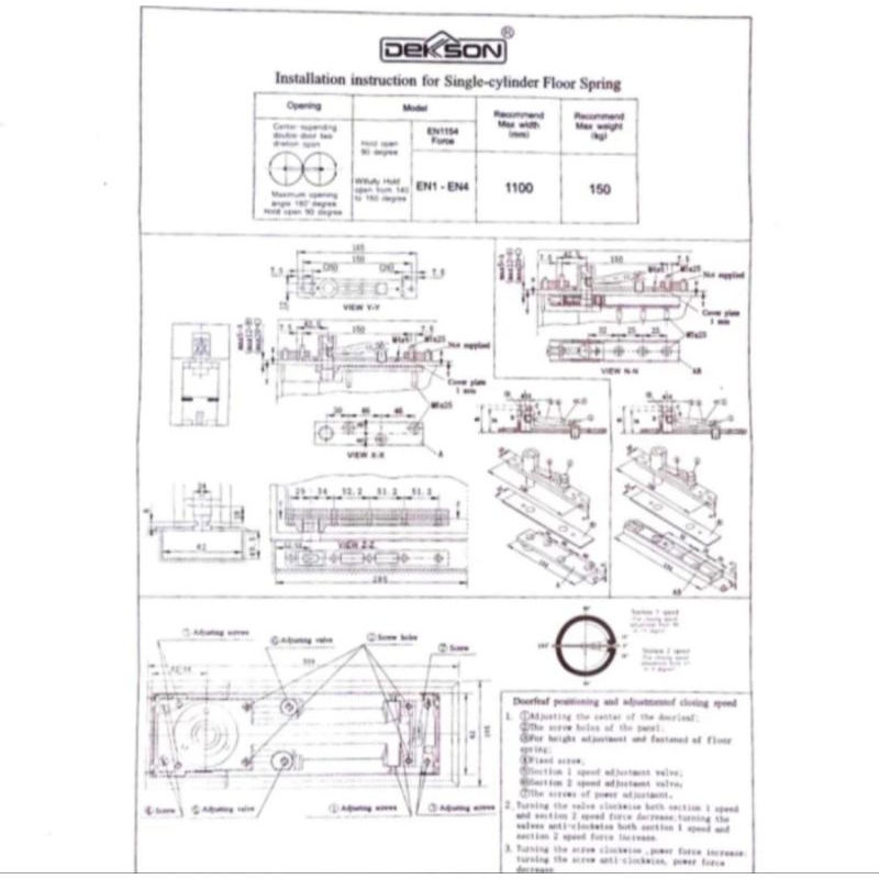 Floor Hinge / Engsel Tanam Floor Hinge Dekkson FH DKS 75 Body Only /Tanpa Stang Original