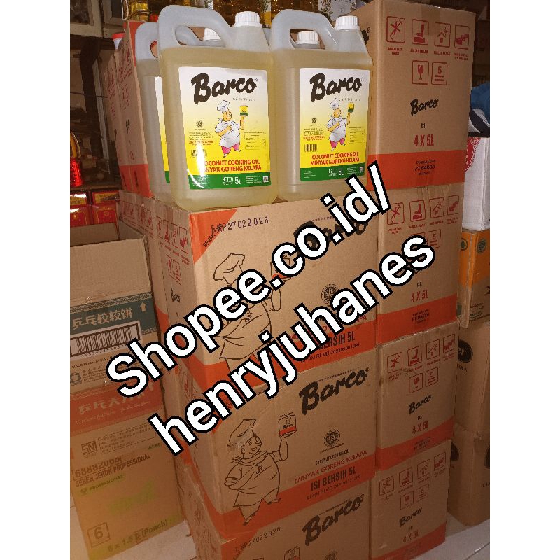 

Barco minyak goreng kelapa murni/ coconut cooking oil kemasan jerrycan 5 liter / 5 ltr / 5000 ml exp 02 2027