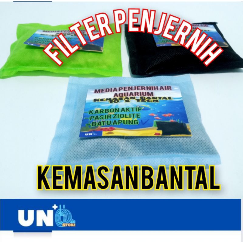 FILTER MEDIA PENJERNIH AIR AQUARIUM KARBON AKTIF/PASIR ZIOLITE/BATU APUNG KEMASAN BANTAL