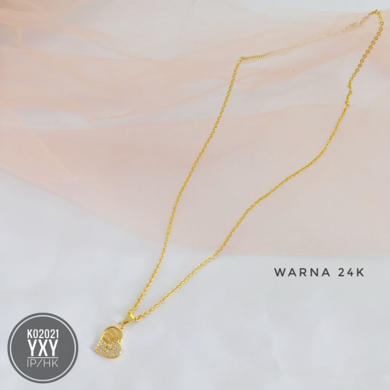 Kalung yaxiya love zircon warna 24k K02021