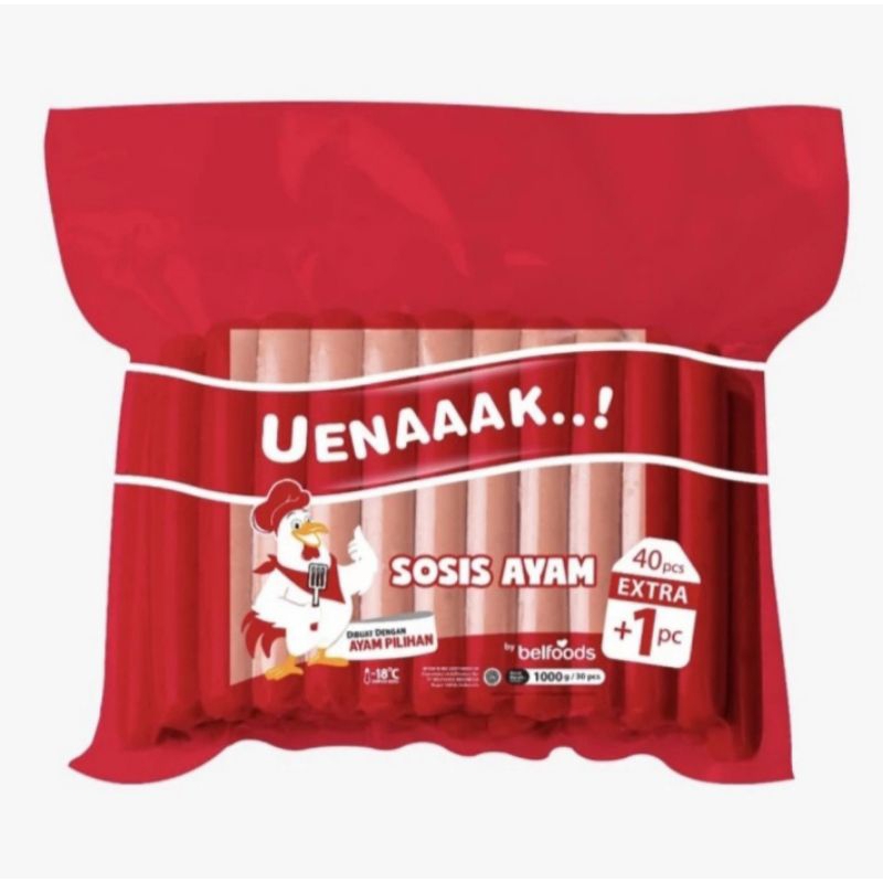 

Belfoods Ueeenaak Sosis Ayam 950 gr isi 40 + 1