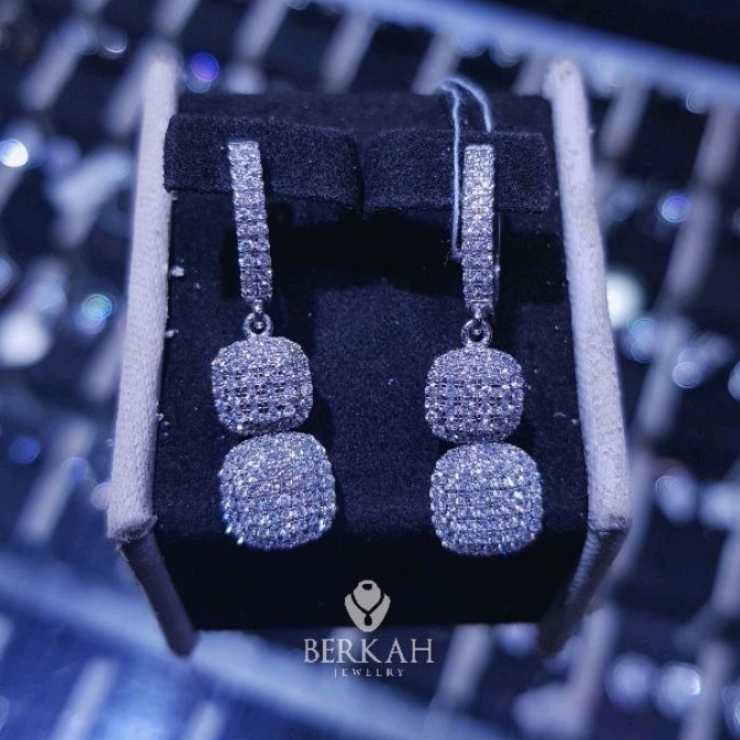 Anting emas berlian eropa asli bersertifikat memo card