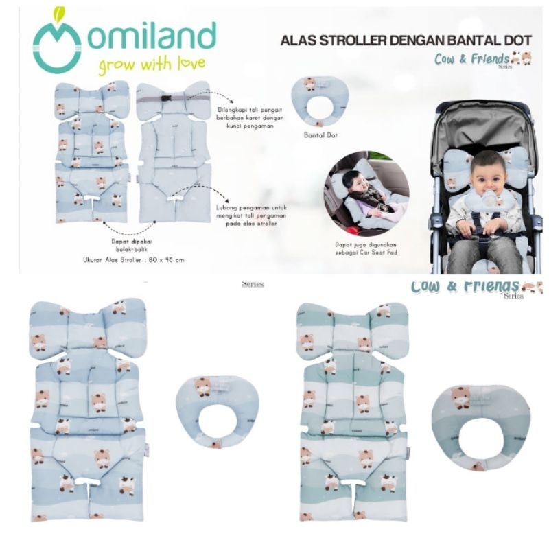 Omiland alas stroller + bantal.dot cow series