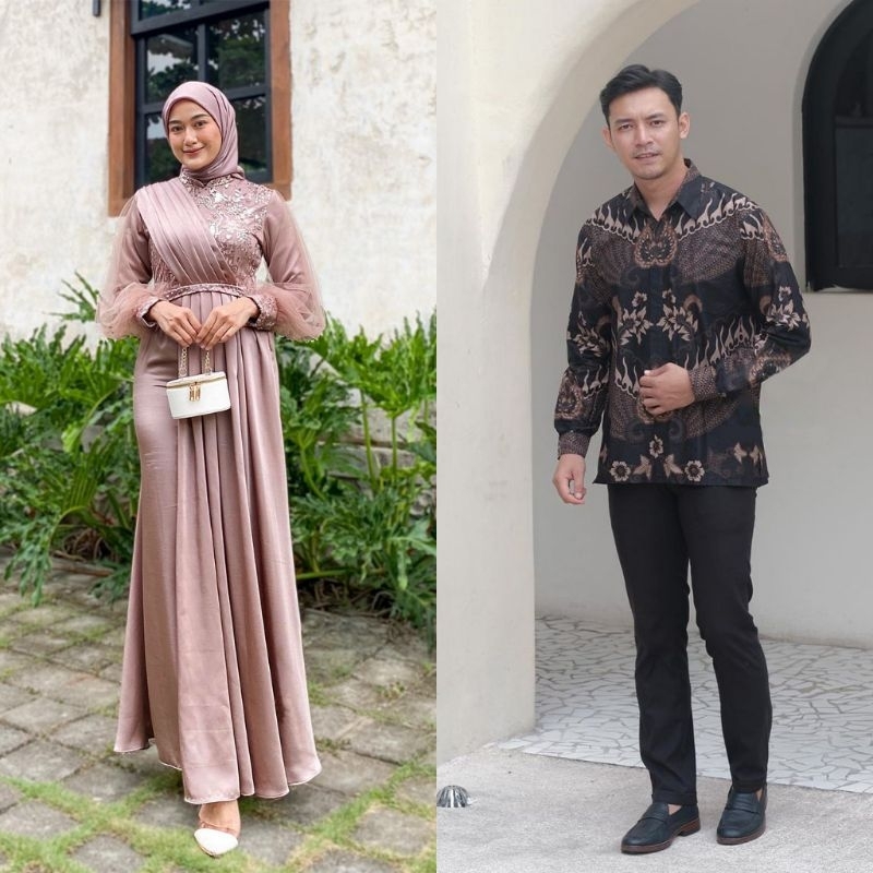 Couple Auliya Nude Series BAJU COUPLE KONDANGAN KEKINIAN - DRESS PESTA KONDANGAN TUNANGAN WISUDA - COUPLE GAMIS REMAJA