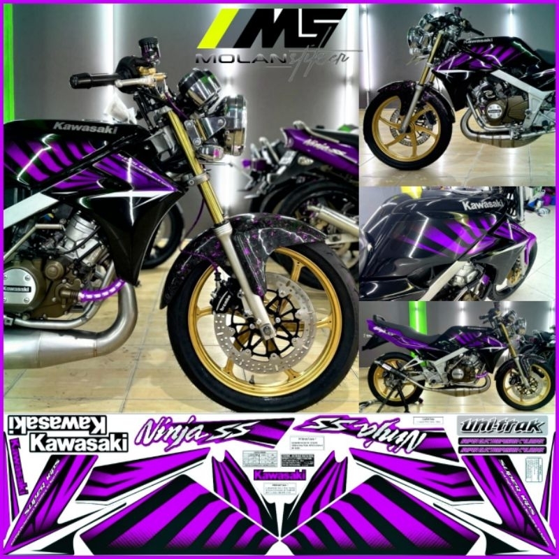 Decal Sticker Striping Variasi Motif Ori Ninja SS 150 2014 2015 Ungu - Ninja Ss 150 2 Tak - Ninja Ss