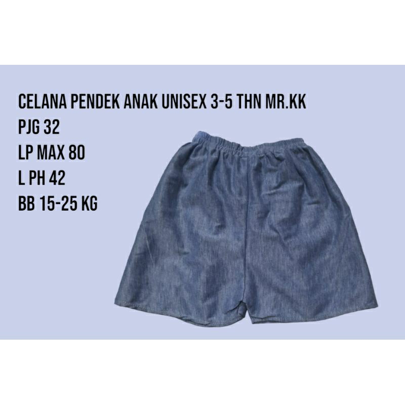 celana pendek anak Mr.kk PE unisex 3-5 tahun BB 15-25kg( PAKET 3 PCS 18K)