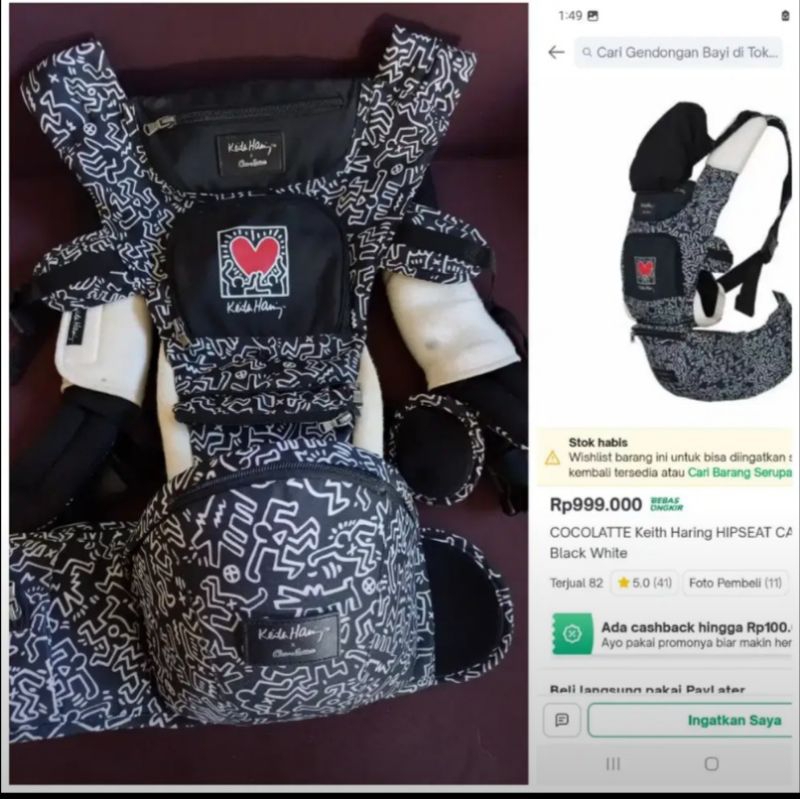 Gendongan Hip seat cocolatte x keith haring limited edition