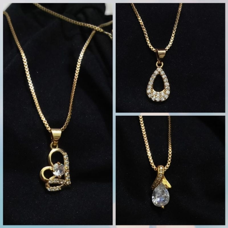 Kalung+liontin xuping wanita berlapis emas dengan mata zircon uk45cm