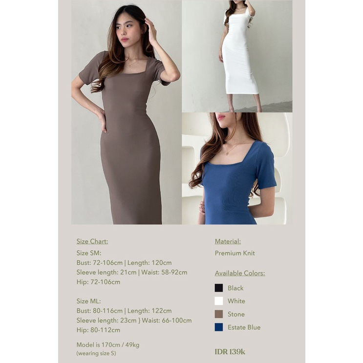 Kate Knit Dress - Ocha Wear Knit Midi Dress | Korean Formal Party Dress