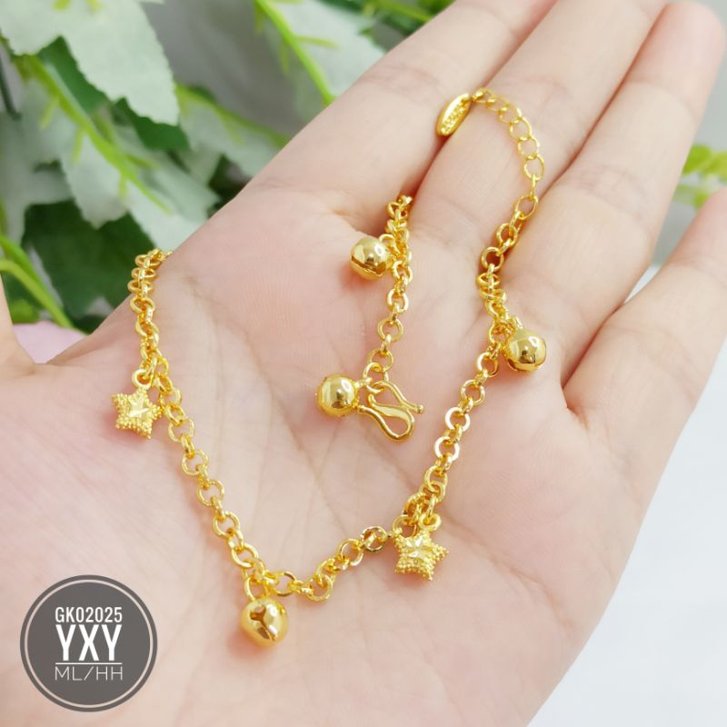 Gelang kaki yaxiya rantai bintang warna 24k gold GK02025