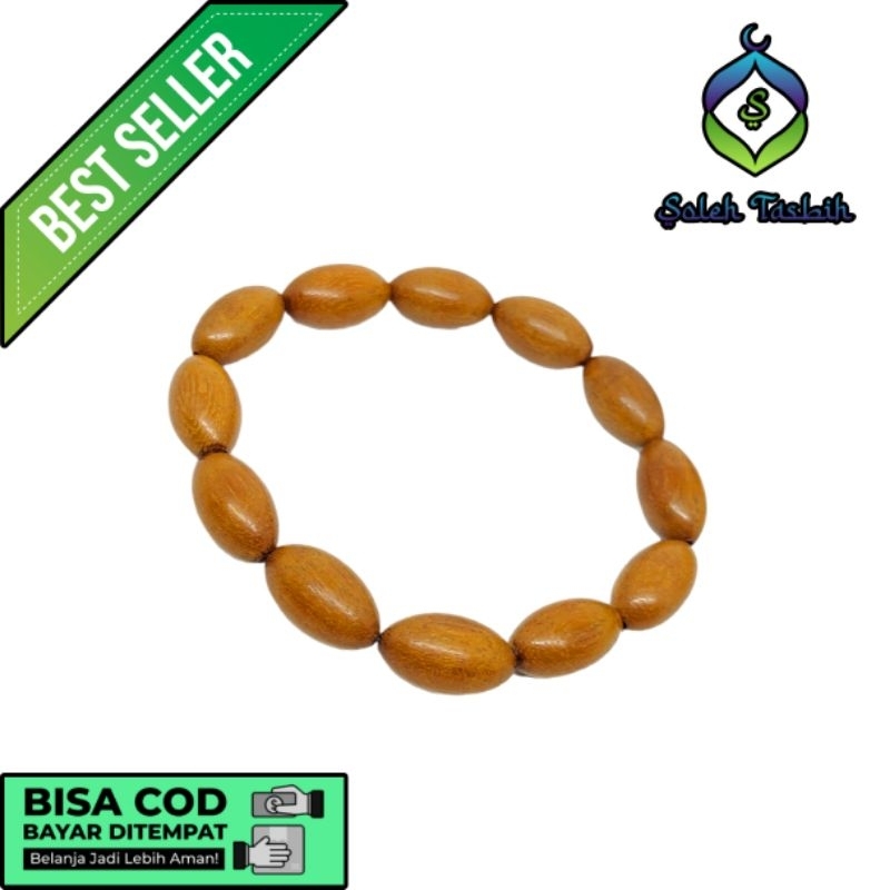 Gelang Kayu Ulin Motif Oval, Size 10x18mm