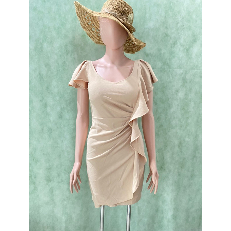 Preloved/Thrift Mini dress pesta warna cream Korean Style