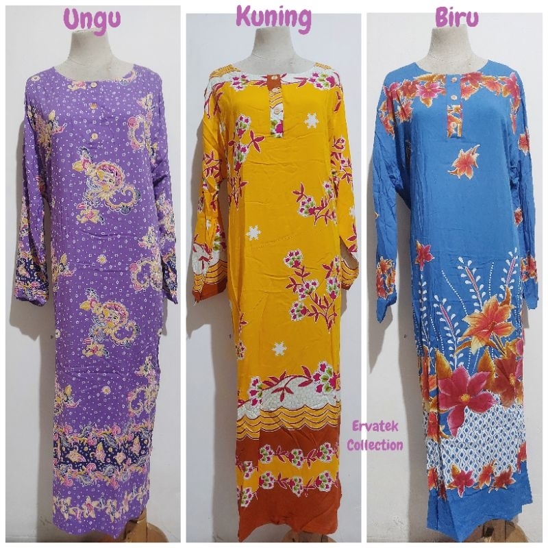 Longdress Batik Hengky LDHK002 Tangan Panjang Kancing 3 / Baju Tidur Batik Daster Halus Cantik Murah