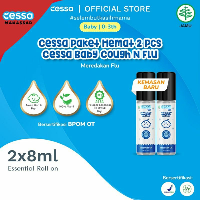 Cessa Baby(0-3thn) Paket Hemat 2pcs HAPPY NOSE - Essential Oil Minyak Telon Oles