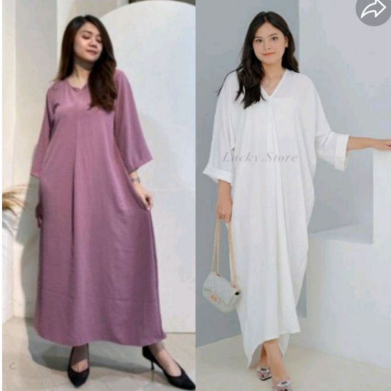 MIDI LONGDRES OVERSIZE CRINKLE AIRFLOW BUSUI  RESLETING LD 125 CM TANGAN 3/4 TERLARIS