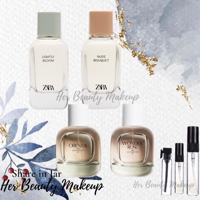 Share in Jar Bottle ZARA Decant Perfume Parfum Nude Bouquet &amp; Lightly Bloom Orchid Gardenia Femme Wonder Rose Nuit Violet Blossom Tuberose Twilight Mauve
