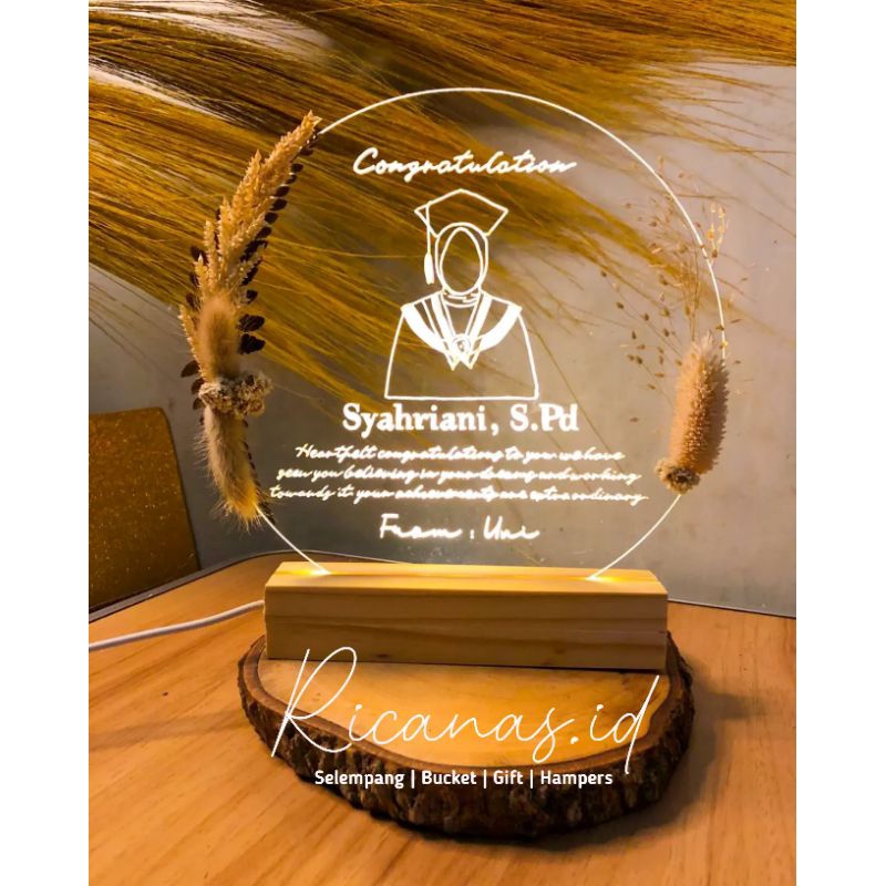 STAND ACRYLIC LETTERING BULAT / LAMPU TIDUR AESTHETIC / KADO WISUDA / KADO PERNIKAHAN