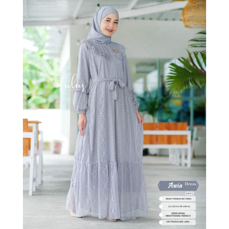 AWIA DRESS BY TULUS SIGNATURE / DRESS LEBARAN / gamis brokat busui