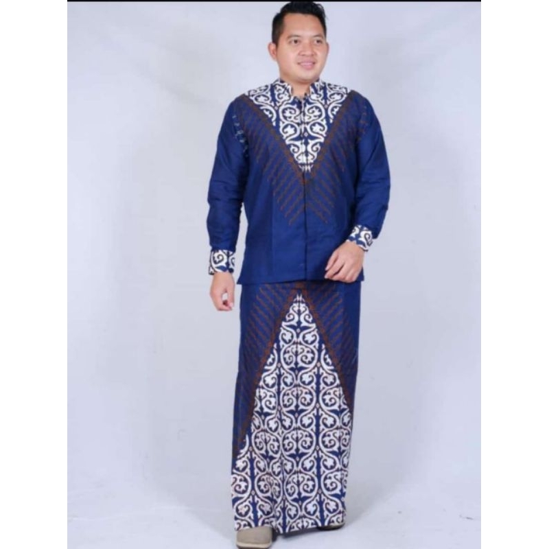 setelan sarung batik solo modern/kemeja batik lapis furing/baju batik koko pria mewah