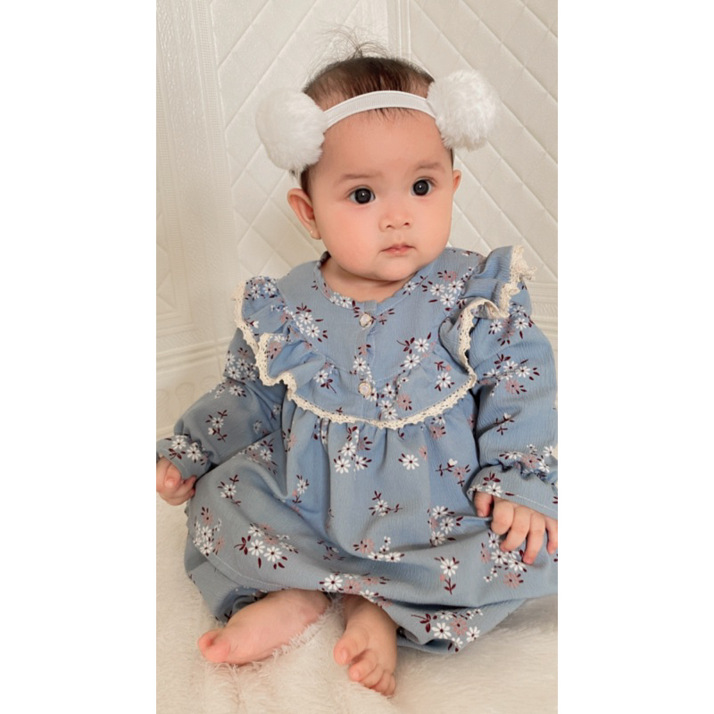 Baju Crinkle Premium Kancing Mutiara Mewah Celana Pergi Lucu Fashion Anak Bayi Perempuan Cewek Murah Terbaru Terlaris Poppy DOROTY reen