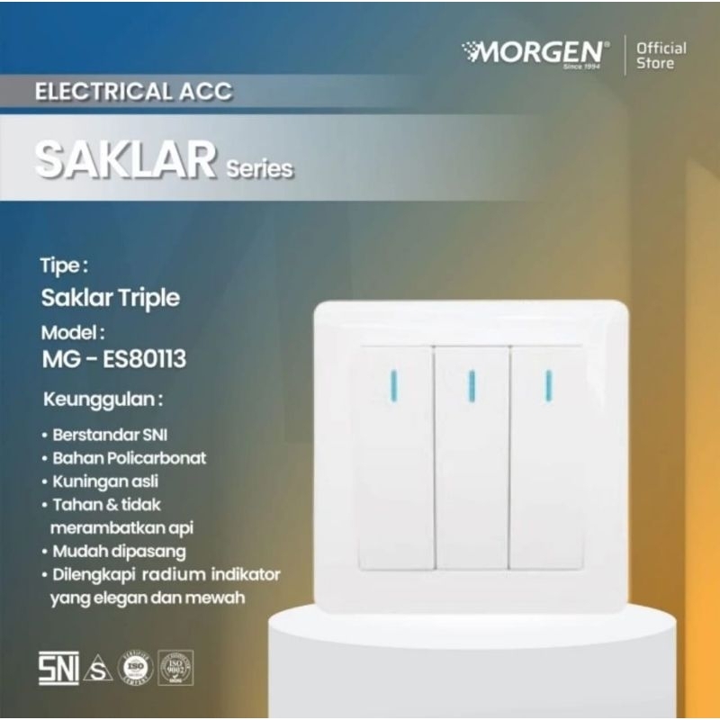 Saklar Triple IB Morgen MG-ES 80113 Premium Series