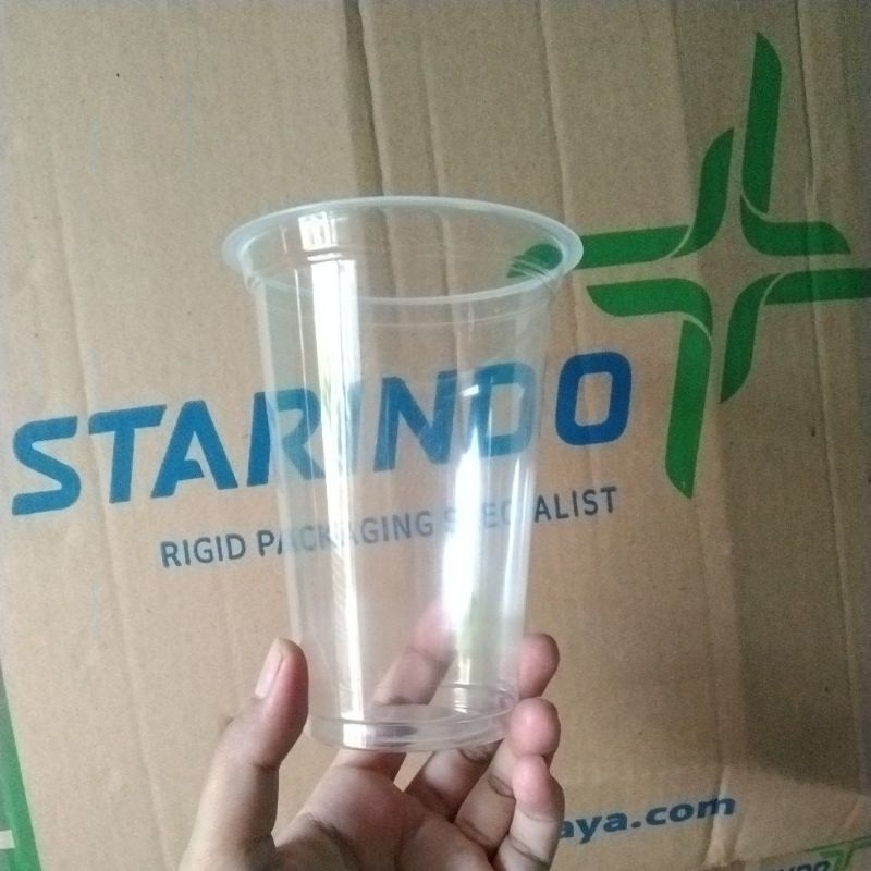 gelas cup merek starindo uk 16oz datar 7gram isi 1000pcs